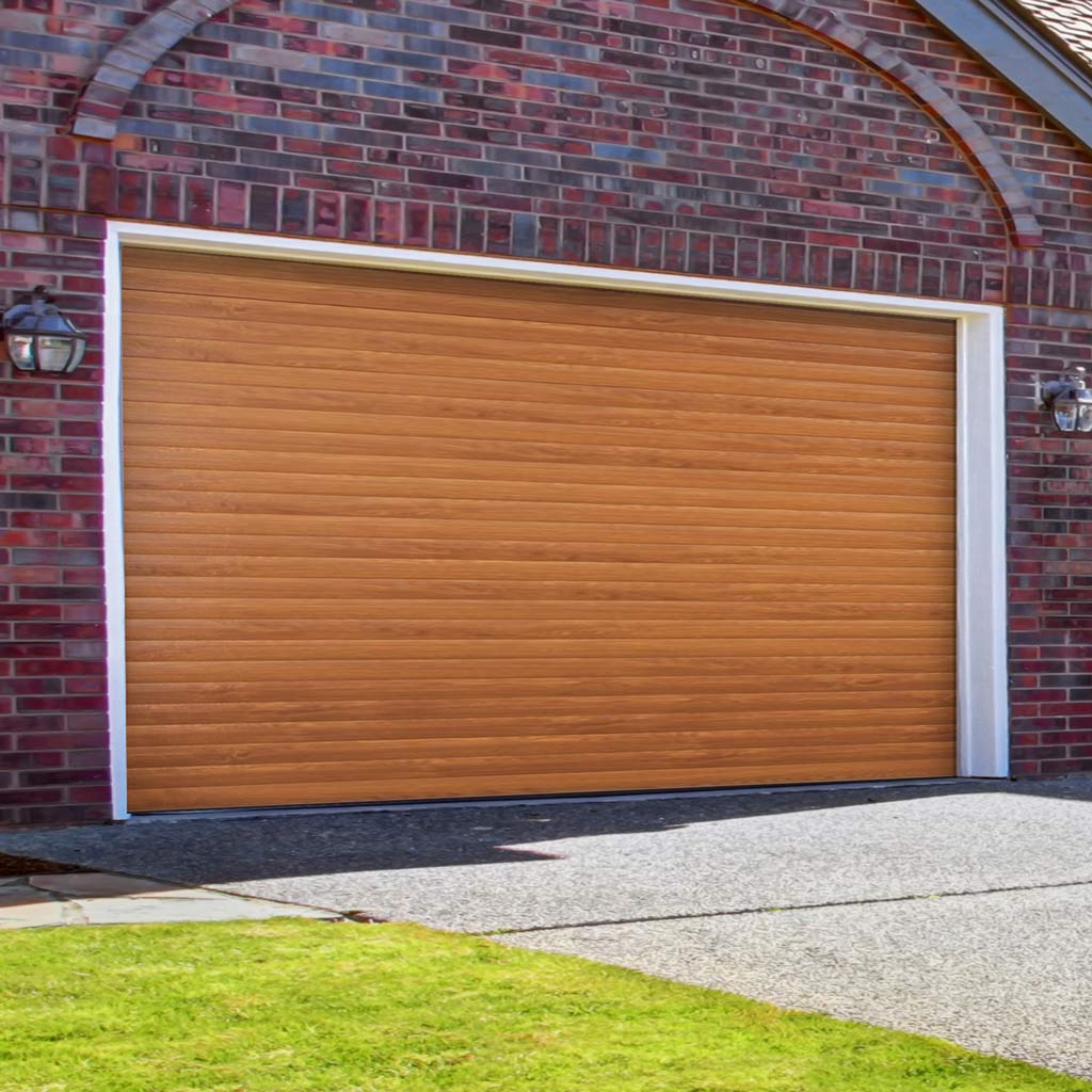 Gliderol Electric Insulated Roller Garage Door from 2911 to 3359mm Wide - Laminated Golden Oak