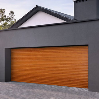 Image: Gliderol Electric Insulated Roller Garage Door from 4291 to 4710mm Wide - Laminated Golden Oak