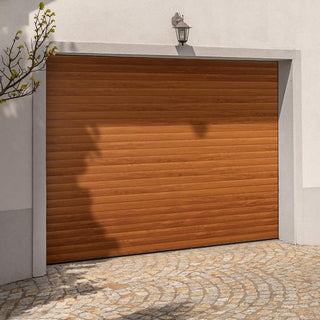 Image: Gliderol Electric Insulated Roller Garage Door from 1995 to 2146mm Wide - Laminated Golden Oak