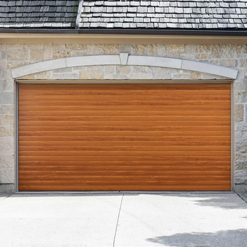 Gliderol Electric Insulated Roller Garage Door from 2452 to 2910mm Wide - Laminated Golden Oak