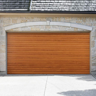 Image: Gliderol Electric Insulated Roller Garage Door from 2452 to 2910mm Wide - Laminated Golden Oak