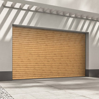 Image: Gliderol Electric Insulated Roller Garage Door from 2147 to 2451mm Wide - Laminated Irish Oak
