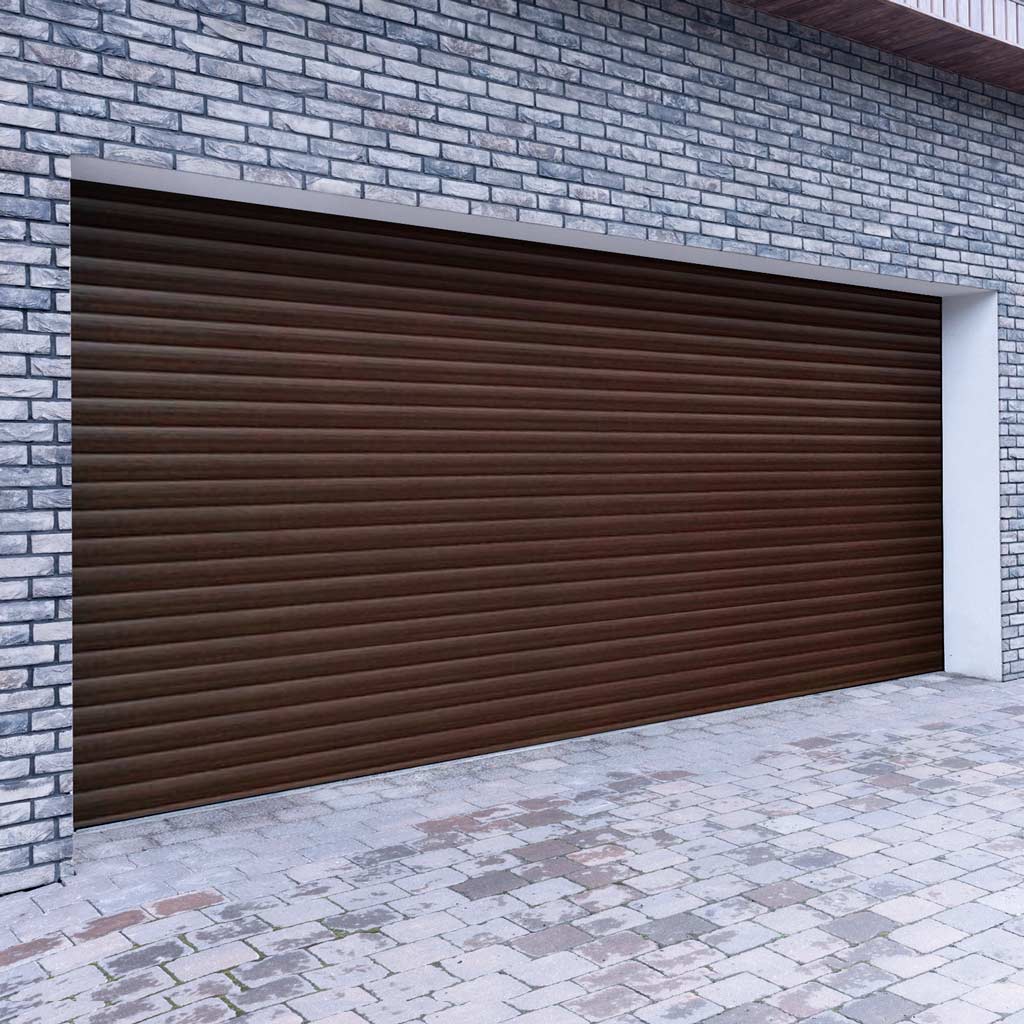 Gliderol Electric Insulated Roller Garage Door from 4711 to 5320mm Wide - Laminated Mahogany