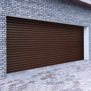 Image: Gliderol Electric Insulated Roller Garage Door from 4711 to 5320mm Wide - Laminated Mahogany