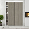 Minimalist Wardrobe Door & Frame Kit - Two Laminate Montreal Light Grey Door - Prefinished