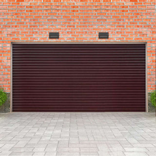 Image: Gliderol Electric Insulated Roller Garage Door from 2911 to 3359mm Wide - Laminated Rosewood