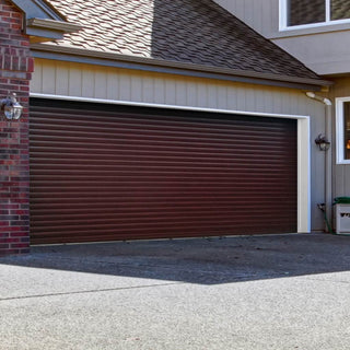 Image: Gliderol Electric Insulated Roller Garage Door from 4291 to 4710mm Wide - Laminated Rosewood