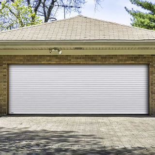 Image: Gliderol Electric Insulated Roller Garage Door from 4291 to 4710mm Wide - Laminated Woodgrain White