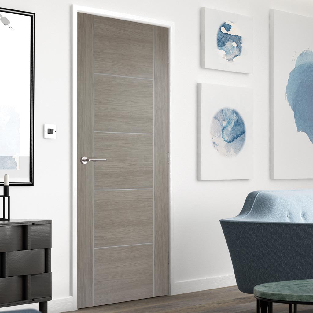 Modern flush grey colour interior door