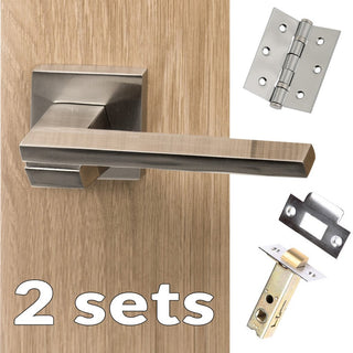 Image: Two Pack Senza Pari Giovanni Lever on Flush Rose - Satin Nickel Handle