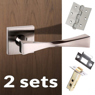 Image: Two Pack Senza Pari Guido Lever on Flush Rose - Satin Nickel Handle