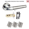 Four Pack Toulon Mediterranean Lever on Rose - Satin Nickel - Polished Chrome Handle