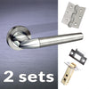 Two Pack Toulon Mediterranean Lever on Rose - Satin Nickel - Polished Chrome Handle