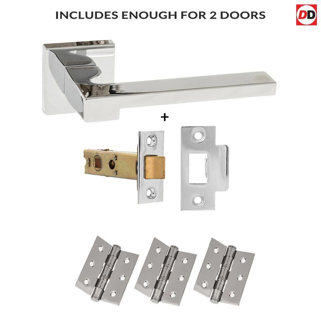 Two Pack Ginevra Forme Designer Lever on Minimal Square Rose - Polished Chrome Handle