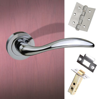 Image: Ancon Mediterranean Lever On Rose - Polished Chrome Handle Pack