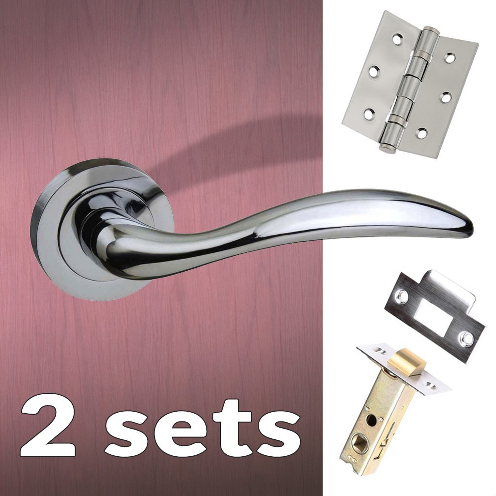 Two Pack Ancon Mediterranean Lever On Rose - Polished Chrome Handle