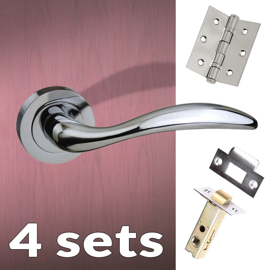 Four Pack Ancon Mediterranean Lever On Rose - Polished Chrome Handle