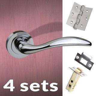 Image: Four Pack Ancon Mediterranean Lever On Rose - Polished Chrome Handle