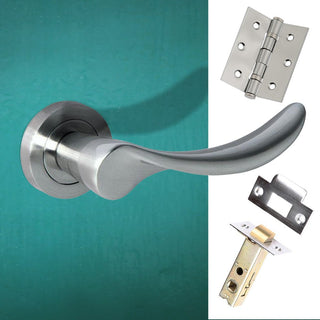 Image: Malaga Mediterranean Lever on Rose - Satin Nickel Handle Pack