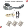 Four Pack Malaga Mediterranean Lever on Rose - Satin Nickel Handle