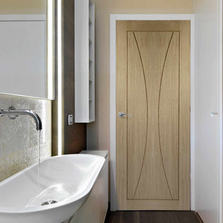Image: prefinished bespoke pesaro oak flush panel door