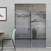 Lauder 8mm Clear Glass - Obscure Printed Design - Double Absolute Pocket Door