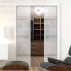 Lauder 8mm Obscure Glass - Clear Printed Design - Double Evokit Pocket Door