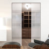 Lauder 8mm Obscure Glass - Clear Printed Design - Double Absolute Pocket Door
