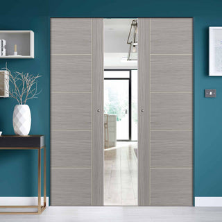 Image: Laminates Lava Painted Absolute Evokit Double Pocket Doors - Prefinished