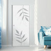 Leaf Print 8mm Obscure Glass - Clear Printed Design - Single Absolute Pocket Door