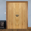 J B Kind Rustic Oak Ledged Unfinished Door Pair