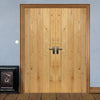 J B Kind Rustic Oak Ledged Unfinished Door Pair