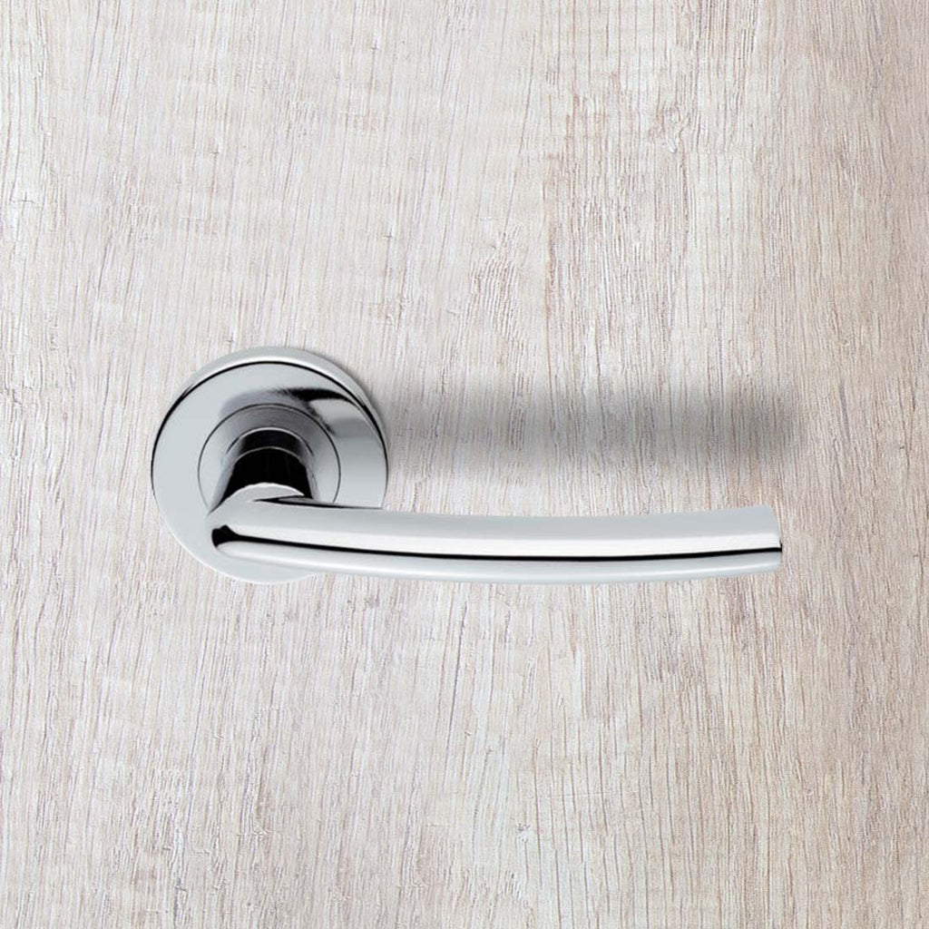 Serozzetta Dos SZC020 Lever Latch Handles on Round Rose - 2 Finishes