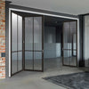Three Folding Doors & Frame Kit - Liberty 4 Pane 2+1 - Clear Glass - Black Primed