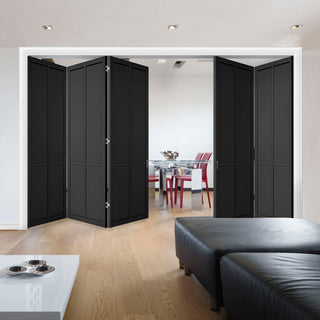 Image: Five Folding Doors & Frame Kit - Liberty 4 Panel 3+2 - Black Primed