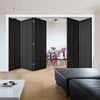 Five Folding Doors & Frame Kit - Liberty 4 Panel 3+2 - Black Primed