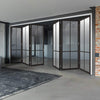 Six Folding Doors & Frame Kit - Liberty 4 Pane 3+3 - Clear Glass - Black Primed