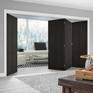 Image: Four Folding Doors & Frame Kit - Liberty 4 Panel 3+1 - Black Primed