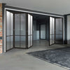 Five Folding Doors & Frame Kit - Liberty 4 Pane 3+2 - Clear Glass - Black Primed