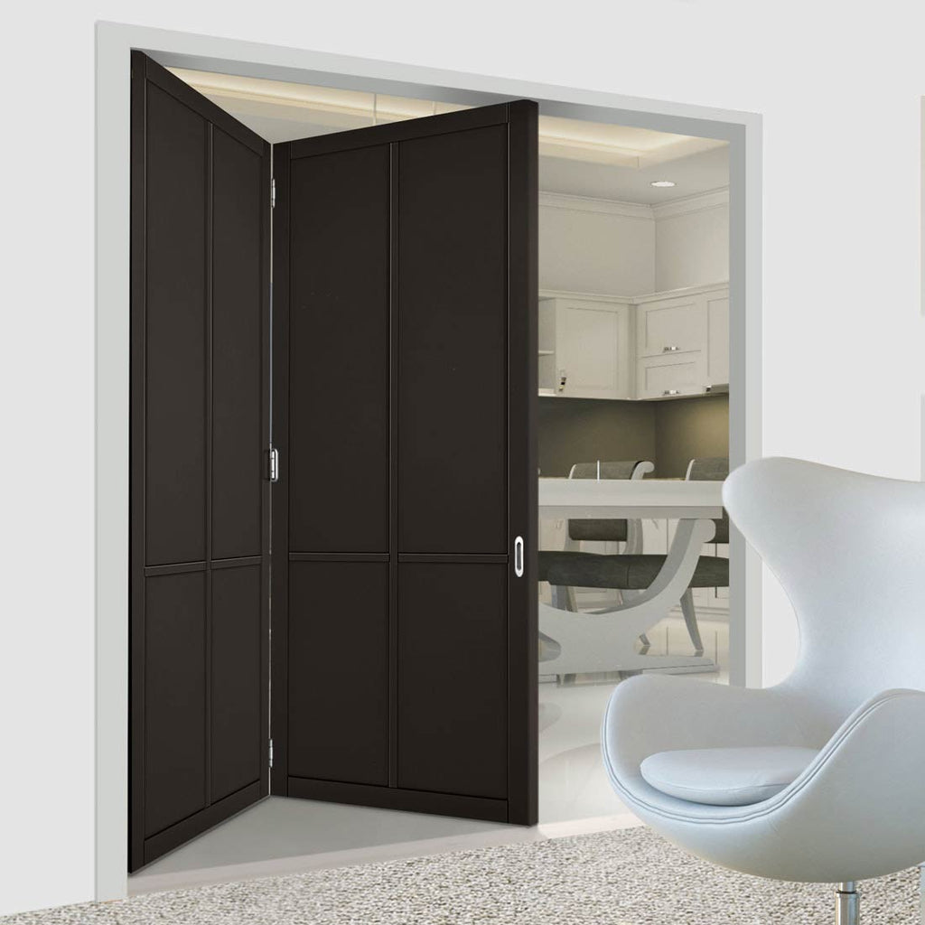Two Folding Doors & Frame Kit - Liberty 4 Panel 2+0 - Black Primed