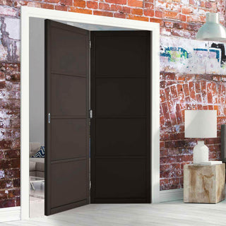 Image: Two Folding Doors & Frame Kit - Soho 4 Panel 2+0 - Black Primed