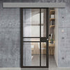 Single Sliding Door & Wall Track - Greenwich Door - Clear Glass - Black Primed