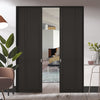 Liberty 4 Panel Black Primed Absolute Evokit Double Pocket Doors