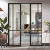 Liberty 4 Pane Black Primed Absolute Evokit Double Pocket Doors - Clear Glass