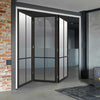 Three Folding Doors & Frame Kit - Liberty 4 Pane 3+0 - Clear Glass - Black Primed