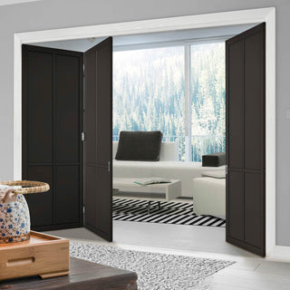 Image: Three Folding Doors & Frame Kit - Liberty 4 Panel 2+1 - Black Primed