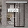 Single Sliding Door & Wall Track - Liberty 4 Pane Door - Clear Glass - Black Primed