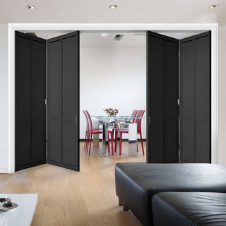Image: Four Folding Doors & Frame Kit - Liberty 4 Panel 2+2 - Black Primed