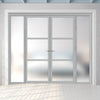 Room Divider - Handmade Eco-Urban® Manchester with Two Sides DD6306F - Frosted Glass - Premium Primed - Colour & Size Options