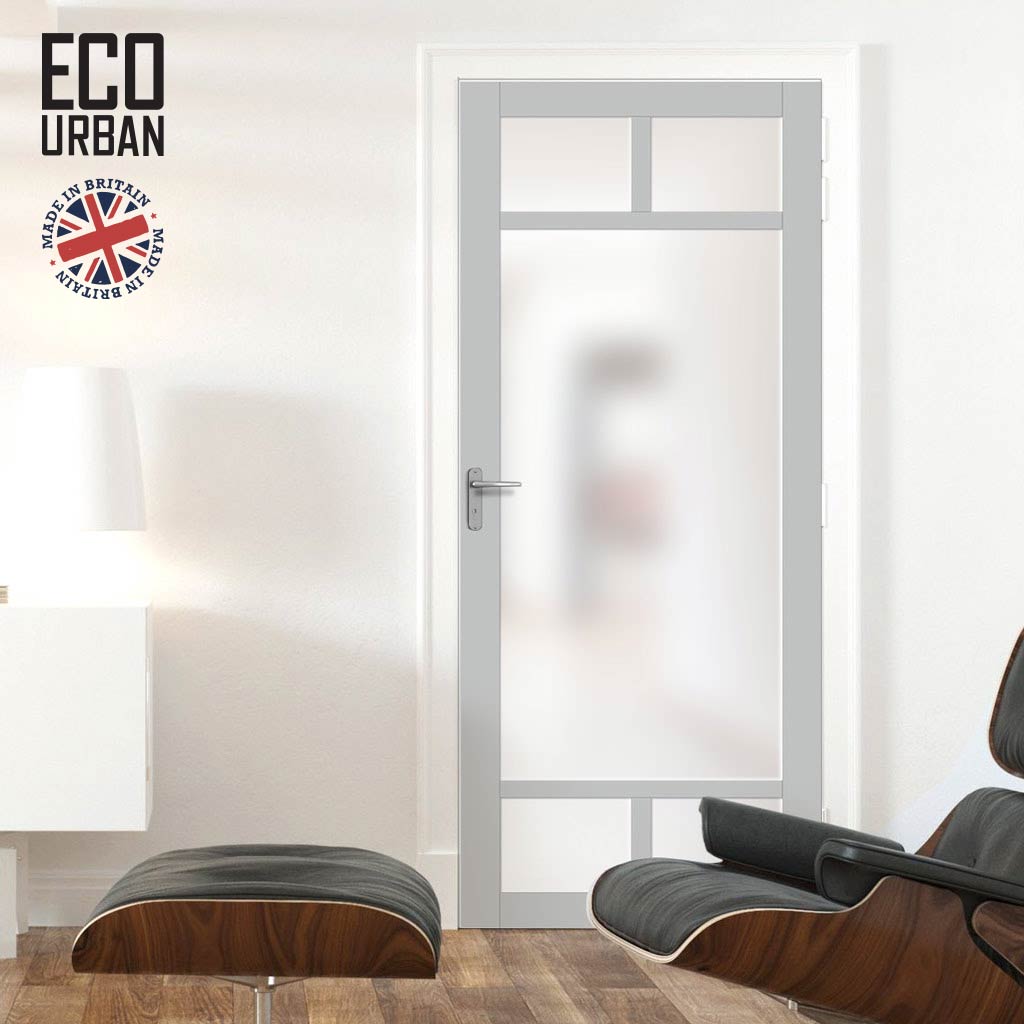 Handmade Eco-Urban Sydney 5 Pane Solid Wood Internal Door UK Made DD6417SG Frosted Glass - Eco-Urban® Mist Grey Premium Primed